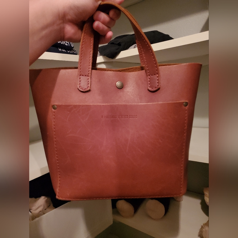 Portland leather mini crossbody tote